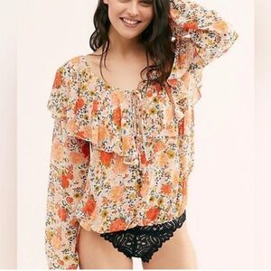Intimately free people women’s large say it to me bodysuit floral ruffle boho
